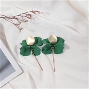 (green )fashion exaggerating high petal Leaf earrings original Earring woman