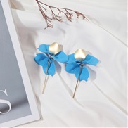 ( Lake Blue )fashion exaggerating high petal Leaf earrings original Earring woman
