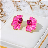 (A1548)occidental style retro wind butterfly petal enamel earrings samll high Earring silver