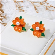 (A1528)sweet small fresh temperament flower earrings candy colors retro wind Earring autumn