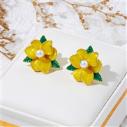 (A1531)sweet small fresh temperament flower earrings candy colors retro wind Earring autumn