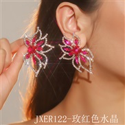 (JXER122  rose Red crystal)occidental style exaggerating series Rhinestone earrings fully-jewelled color crystal big ea