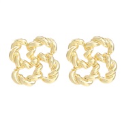 ( Gold) Alloy flowers earrings occidental style Earring woman fashion twisted flowers ear stud