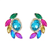 ( Color)colorful diamond earrings fully-jewelled flowers ear stud woman trend Bohemian style occidental style