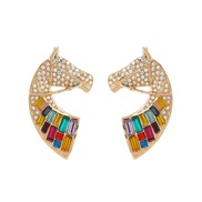( Color)colorful diamond earrings fully-jewelled head earrings woman temperament Rhinestone ear studearrings