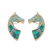 ( blue)colorful diamond earrings fully-jewelled head earrings woman temperament Rhinestone ear studearrings