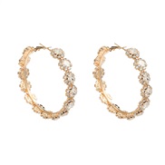 ( Gold)super claw chain occidental style circle banquet earrings woman multilayer Round flowers Round bride style