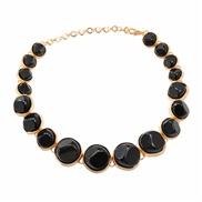 ( black) occidental style necklace woman multilayer Round Alloy resin Bohemian style sweater chain