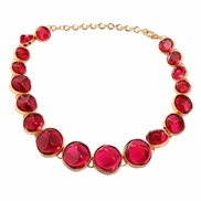 ( rose Red) occidental style necklace woman multilayer Round Alloy resin Bohemian style sweater chain