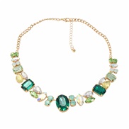 ( green)exaggerating occidental style necklace fully-jewelled woman multilayer geometry glass diamond super sweater cha