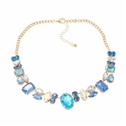 ( blue)exaggerating occidental style necklace fully-jewelled woman multilayer geometry glass diamond super sweater chain