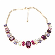 (purple)exaggerating occidental style necklace fully-jewelled woman multilayer geometry glass diamond super sweater cha