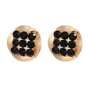 (gold  black)autumn occidental style earrings Alloy ear stud woman Round Metal fully-jewelled