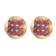 (gold purple)autumn occidental style earrings Alloy ear stud woman Round Metal fully-jewelled