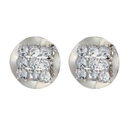(silvery White Diamond )autumn occidental style earrings Alloy ear stud woman Round Metal fully-jewelled