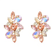 ( Gold powder)colorful diamond earrings flowers Earring woman exaggerating occidental style wind trend Rhinestone fully