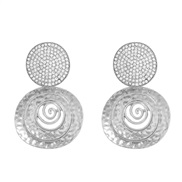 ( Silver)Autumn and Winter occidental style earrings Alloy Earring woman multilayer Round