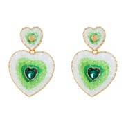 ( green)ins wind fashion multilayer heart-shaped color earrings occidental style Earring woman samll style