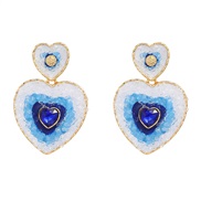 ( blue)ins wind fashion multilayer heart-shaped color earrings occidental style Earring woman samll style