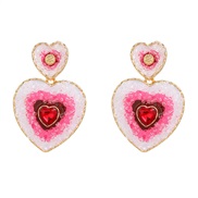 ( rose Red)ins wind fashion multilayer heart-shaped color earrings occidental style Earring woman samll style