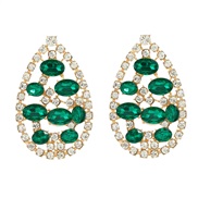 ( green)trend colorful diamond earrings drop ear stud woman Rhinestone diamond occidental styleearrings