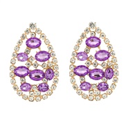 (purple)trend colorful diamond earrings drop ear stud woman Rhinestone diamond occidental styleearrings