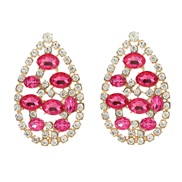 ( rose Red)trend colorful diamond earrings drop ear stud woman Rhinestone diamond occidental styleearrings