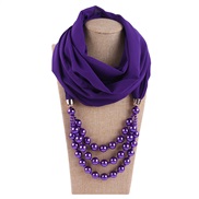 (purple)imitate Pearl belt necklace woman spring autumn ethnic style pendant travel