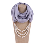 ( Light gray)imitate Pearl belt necklace woman spring autumn ethnic style pendant travel