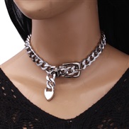 ( White K necklace)occidental style personality chain belt buckle clavicle necklace   trend Metal geometry