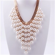 ( Gold  necklace)occidental style temperament fashion necklace multilayer Pearl necklace  tassel Pearl exaggerating cla