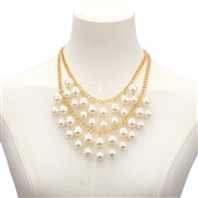 (2  Gold  necklace)occidental style temperament fashion necklace multilayer Pearl necklace  tassel Pearl exaggerating c