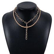 ( Gold)occidental style retroY chain tassel necklace  brief twisted chain fashion Double layer chain