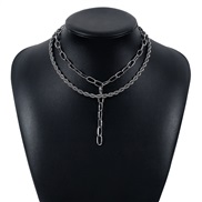 ( gun black)occidental style retroY chain tassel necklace  brief twisted chain fashion Double layer chain