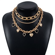 ( alluvial gold) enamel love multilayer necklace  samll woman chain