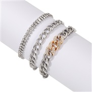 ( White K)occidental style brief diamond chain  head trend punk wind exaggerating bracelet woman