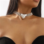 ( White K) multilayer love diamond necklace  samll exaggerating chain