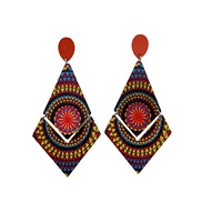 (red ) medium Earringeach earrings rhombus retro rhombus big earrings