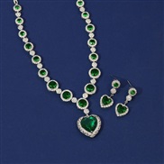 ( green)Japan and Korea brief zircon love necklace woman  occidental styleins samll mosaic heart-shaped clavicle chain