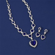 ( blue)Japan and Korea brief zircon love necklace woman  occidental styleins samll mosaic heart-shaped clavicle chain