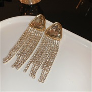( Silver needle  champagne Set in drill Tassels)occidental style exaggerating diamond triangle tassel silver earrings p