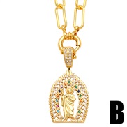 (B)occidental style diamond color zircon necklace woman creative pendant clavicle chainnkb