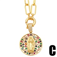 (C)occidental style diamond color zircon necklace woman creative pendant clavicle chainnkb