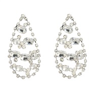 (silvery white )earrings fully-jewelled drop earrings occidental style Earring woman fashion fully-jewelled banquet