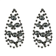 ( Silver Black)earrings fully-jewelled drop earrings occidental style Earring woman fashion fully-jewelled banquet