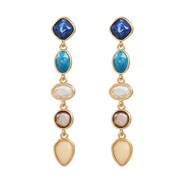 ( Color)Autumn and Winter long style earrings occidental style Earring woman multilayer geometry Alloy earring Bohemia