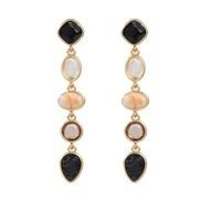 ( Black gold )Autumn and Winter long style earrings occidental style Earring woman multilayer geometry Alloy earring Bo