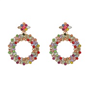 ( Color)trend colorful diamond earrings occidental style exaggerating Earring lady fully-jewelled flowers Round earring
