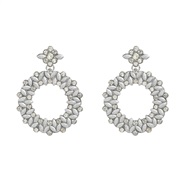 ( Silver)trend colorful diamond earrings occidental style exaggerating Earring lady fully-jewelled flowers Round earring