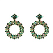 ( green)trend colorful diamond earrings occidental style exaggerating Earring lady fully-jewelled flowers Round earring